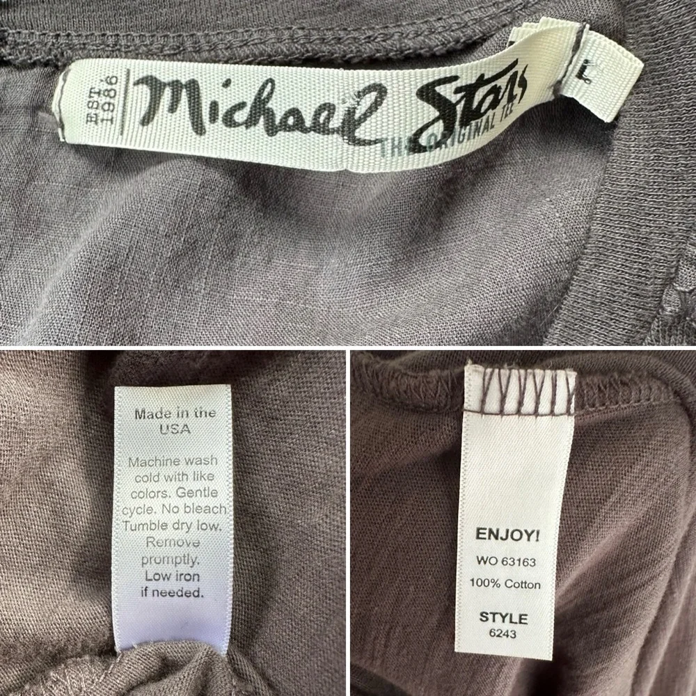 Michael Stars Gray Cotton Rolled Shoulder Sleeveless Shift Mini Dress | Large - Picture 12 of 12